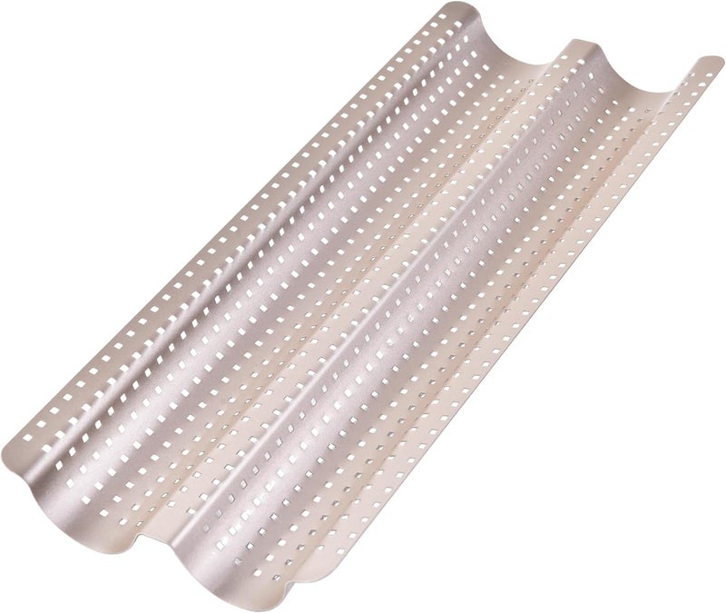 Bakeley French Baguette Bread Pan, Perforated 2 Loaves Baguette Baking Pan, 14.75" x 9.45", Non-Stick Ultra-Ventilate French Bagette Bread Pan for Oven Baking (Champagne Gold) - Image 1